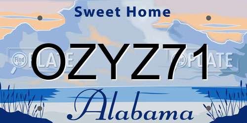 OZYZ71 Alabama License Plate