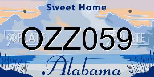 OZZ059 Alabama License Plate