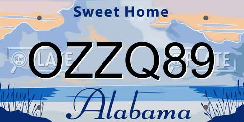OZZQ89 Alabama License Plate