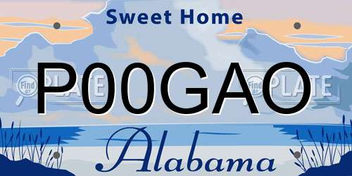 P00GAO Alabama License Plate