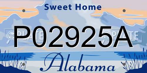 P02925A Alabama License Plate