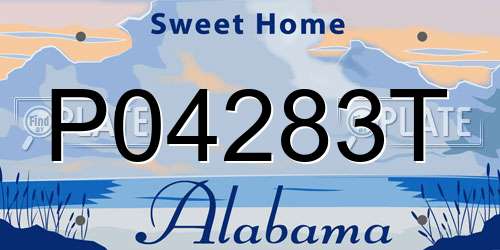 P04283T Alabama License Plate
