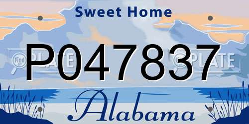 P047837 Alabama License Plate