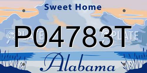 P04783T Alabama License Plate