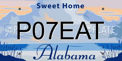 P07EAT Alabama License Plate