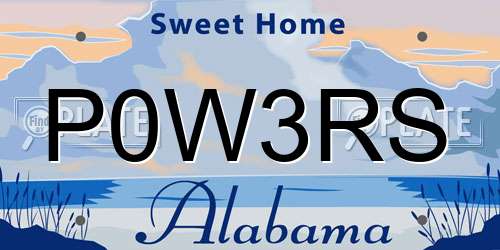 P0W3RS Alabama License Plate