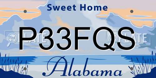 P33FQS Alabama License Plate