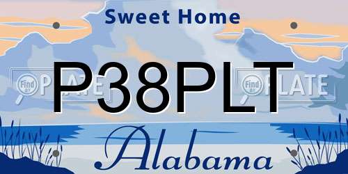 P38PLT Alabama License Plate
