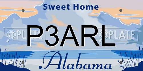 P3ARL Alabama License Plate