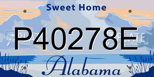 P40278E Alabama License Plate