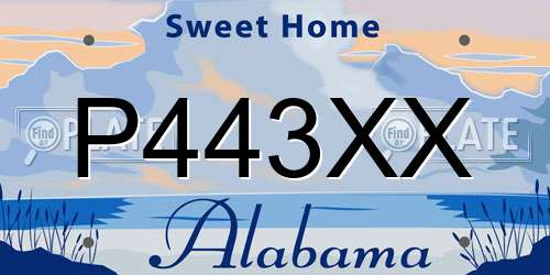 P443XX Alabama License Plate