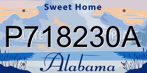 P718230A Alabama License Plate