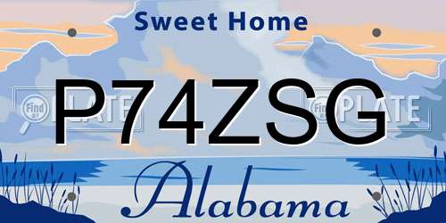 P74ZSG Alabama License Plate