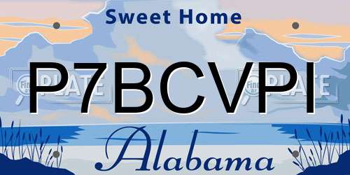 P7BCVPI Alabama License Plate