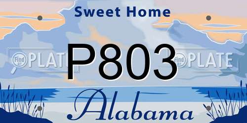 P803 Alabama License Plate