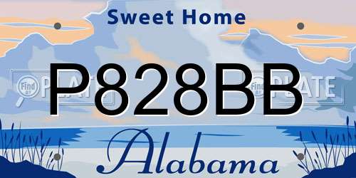 P828BB Alabama License Plate