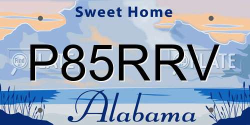 P85RRV Alabama License Plate