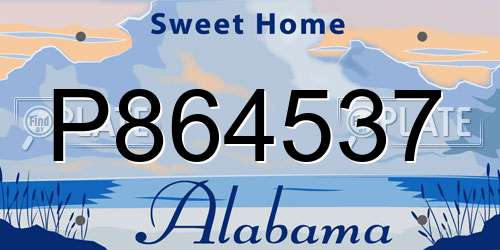 P864537 Alabama License Plate