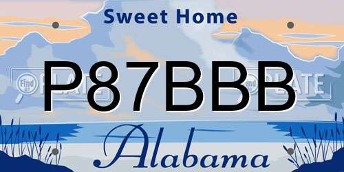 P87BBB Alabama License Plate