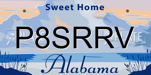 P8SRRV Alabama License Plate