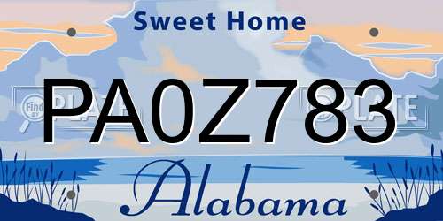 PA0Z783 Alabama License Plate