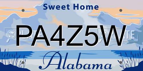PA4Z5W Alabama License Plate