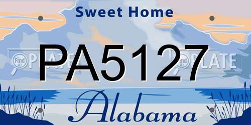 PA5127 Alabama License Plate