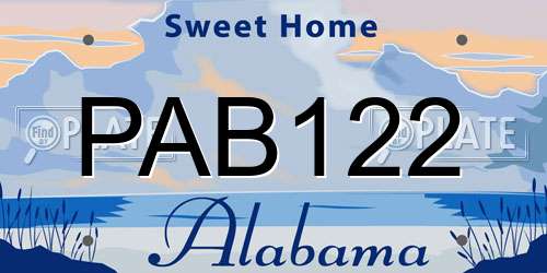 PAB122 Alabama License Plate