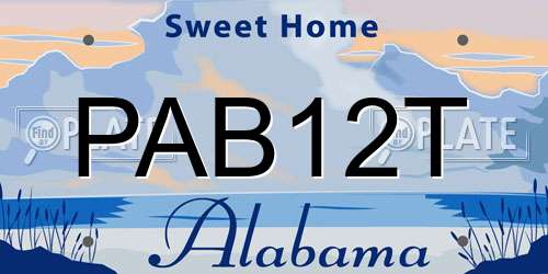 PAB12T Alabama License Plate