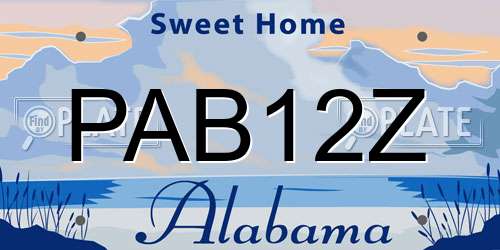 PAB12Z Alabama License Plate