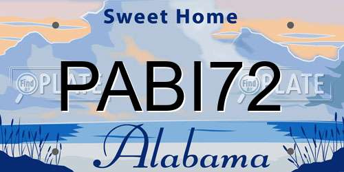PABI72 Alabama License Plate