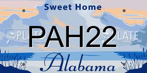 PAH22 Alabama License Plate