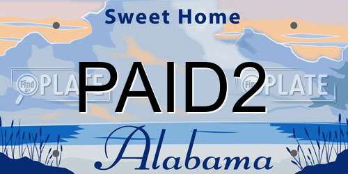 PAID2 Alabama License Plate