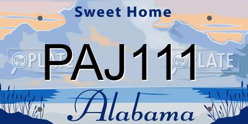PAJ111 Alabama License Plate