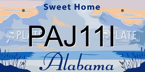 PAJ11I Alabama License Plate