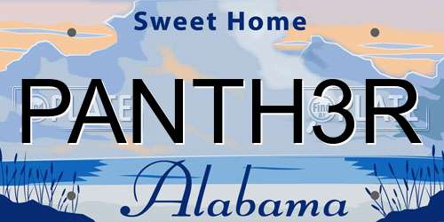 PANTH3R Alabama License Plate
