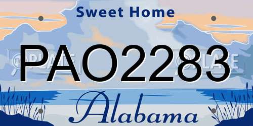 PAO2283 Alabama License Plate