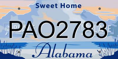 PAO2783 Alabama License Plate