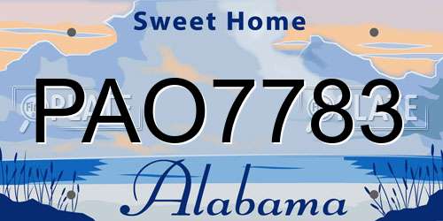 PAO7783 Alabama License Plate