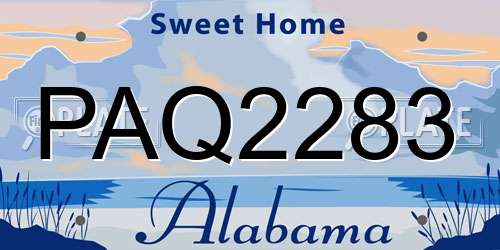 PAQ2283 Alabama License Plate