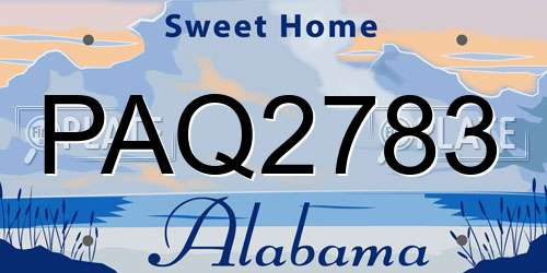 PAQ2783 Alabama License Plate