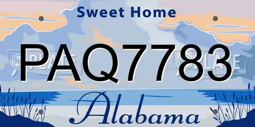 PAQ7783 Alabama License Plate