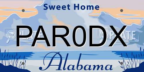 PAR0DX Alabama License Plate