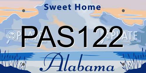 PAS122 Alabama License Plate