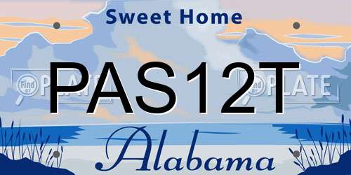 PAS12T Alabama License Plate