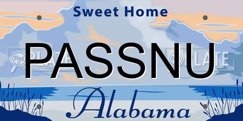 PASSNU Alabama License Plate