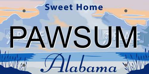 PAWSUM Alabama License Plate