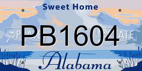 PB1604 Alabama License Plate