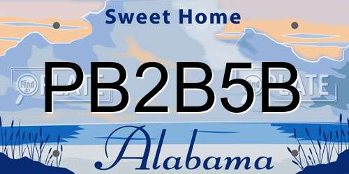 PB2B5B Alabama License Plate