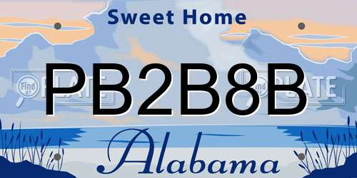 PB2B8B Alabama License Plate